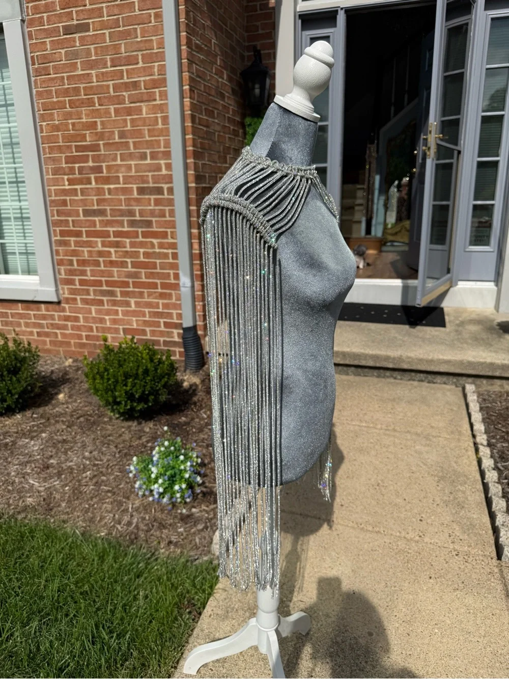 Crystal Fringe Statement Collar Cape - Silver Sparkly Stunning!